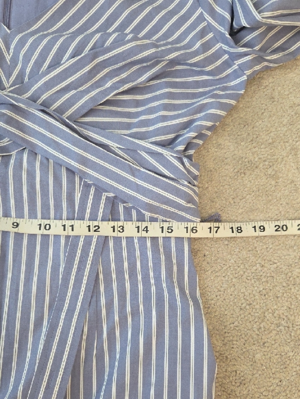 WHBM Poplin Striped Wrap Midi Shirt Dress in Light Blue and White NWOT - Picture 11 of 15